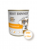 Консервы для собак и щенков Best Dinner Super Premium с Индейкой, 340гр * 12шт