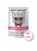 Консервированный корм для стерилизованных кошек Best Dinner Exclusive Мусс сливочный Индейка с клюквой, 85г*24шт