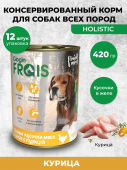 Консервированный корм Frais Holistic Dog для собак, сочные кусочки мяса в желе с курицей, 420 г * 12 шт.