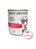 Консервы для собак и щенков Best Dinner Super Premium с Говядиной и языком, 340гр * 12шт