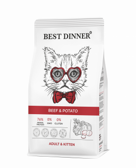 Сухой корм Best Dinner Sensible для котят и взрослых кошек с Говядиной и картофелем, 1,5кг