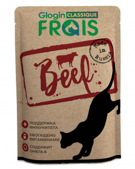 Консервированный корм Frais Classique для взрослых кошек всех пород с говядиной в нежном соусе, 85 г