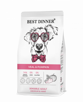 Сухой корм Best Dinner Sensible для собак средних и крупных пород с телятиной и тыквой,3кг